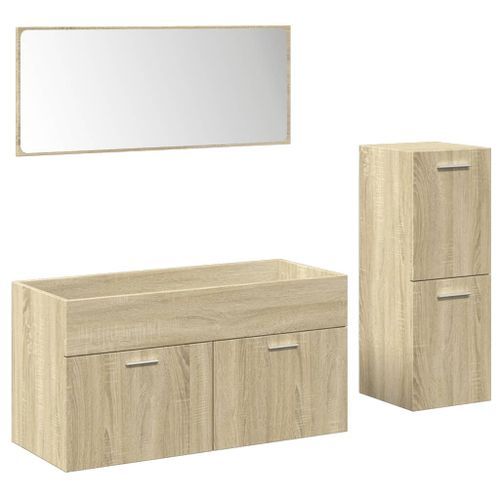 Ensemble de meubles de salle de bain 3 pcs chêne sonoma - Photo n°2; ?>