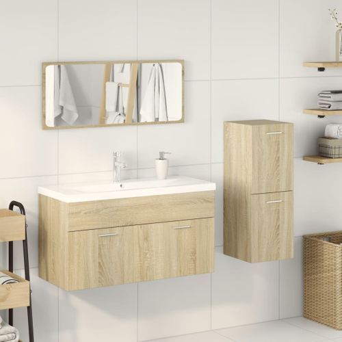 Ensemble de meubles de salle de bain 3 pcs chêne sonoma - Photo n°3; ?>