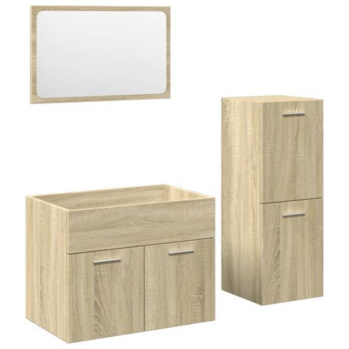 Ensemble de meubles de salle de bain 3 pcs chêne sonoma - Photo n°2; ?>