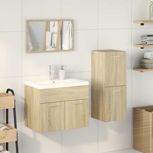 Ensemble de meubles de salle de bain 3 pcs chêne sonoma - Photo n°3; ?>