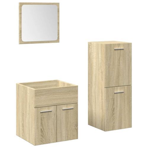 Ensemble de meubles de salle de bain 3 pcs chêne sonoma - Photo n°2; ?>