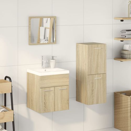 Ensemble de meubles de salle de bain 3 pcs chêne sonoma - Photo n°3; ?>