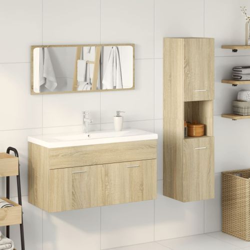 Ensemble de meubles de salle de bain 3 pcs chêne sonoma - Photo n°3; ?>