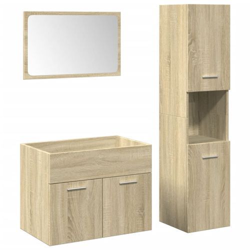 Ensemble de meubles de salle de bain 3 pcs chêne sonoma - Photo n°2; ?>