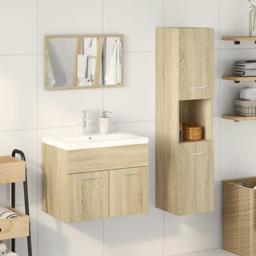 Ensemble de meubles de salle de bain 3 pcs chêne sonoma - Photo n°3; ?>