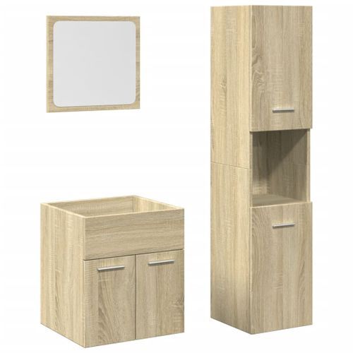 Ensemble de meubles de salle de bain 3 pcs chêne sonoma - Photo n°2; ?>