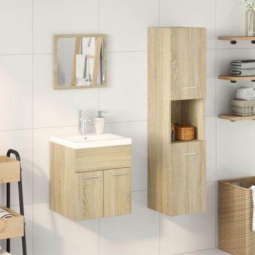 Ensemble de meubles de salle de bain 3 pcs chêne sonoma - Photo n°3; ?>