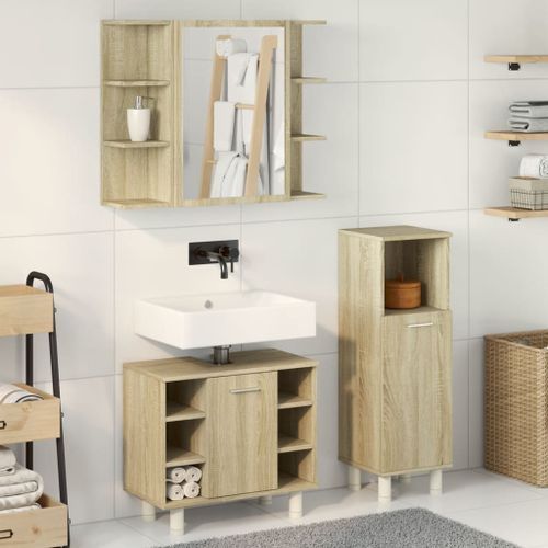 Ensemble de meubles de salle de bain 3 pcs chêne sonoma - Photo n°3; ?>