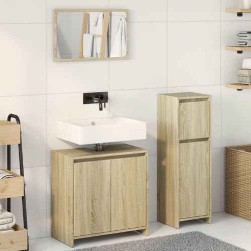 Ensemble de meubles de salle de bain 3 pcs chêne sonoma - Photo n°3; ?>