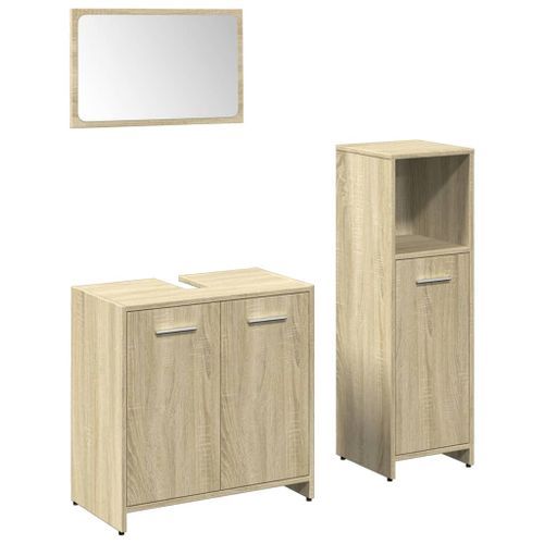 Ensemble de meubles de salle de bain 3 pcs chêne sonoma - Photo n°2; ?>