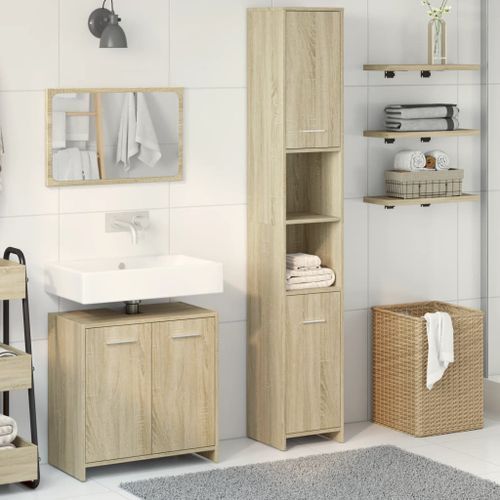 Ensemble de meubles de salle de bain 3 pcs chêne sonoma - Photo n°3; ?>