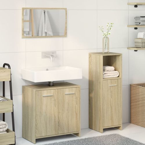 Ensemble de meubles de salle de bain 3 pcs chêne sonoma - Photo n°3; ?>