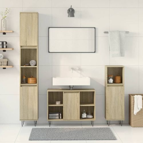 Ensemble de meubles de salle de bain 3 pcs chêne sonoma - Photo n°3; ?>