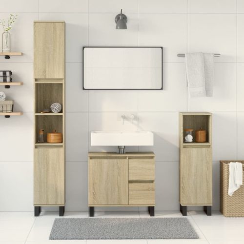 Ensemble de meubles de salle de bain 3 pcs chêne sonoma - Photo n°3; ?>