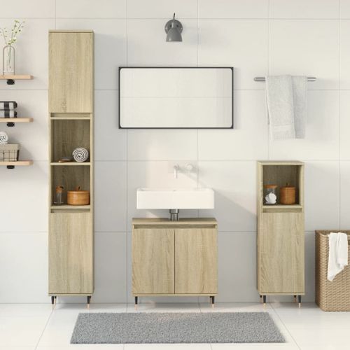 Ensemble de meubles de salle de bain 3 pcs chêne sonoma - Photo n°3; ?>