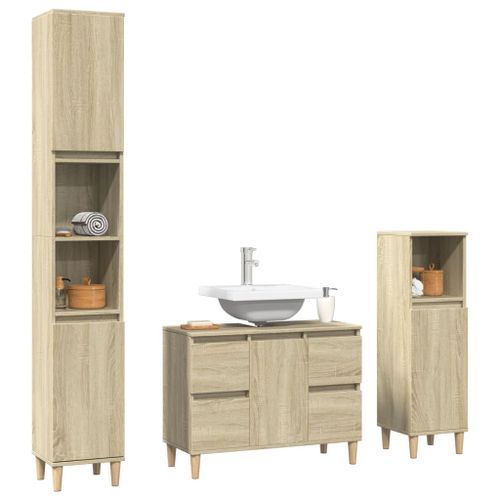 Ensemble de meubles de salle de bain 3 pcs chêne sonoma - Photo n°3; ?>