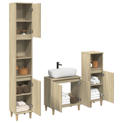 Ensemble de meubles de salle de bain 3 pcs chêne sonoma - Photo n°3; ?>