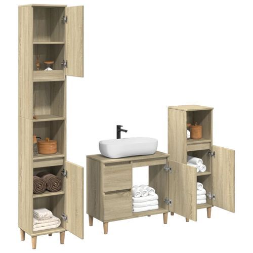 Ensemble de meubles de salle de bain 3 pcs chêne sonoma - Photo n°3; ?>