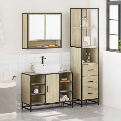 Ensemble de meubles de salle de bain 3 pcs chêne sonoma - Photo n°3; ?>