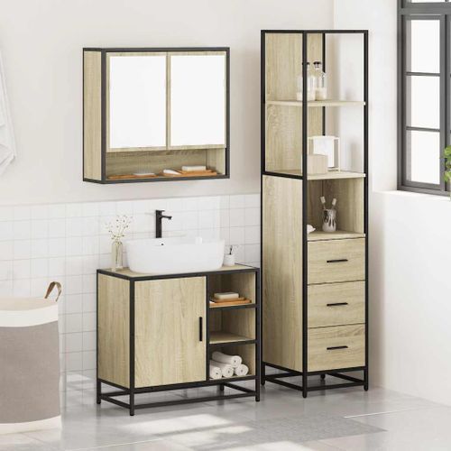 Ensemble de meubles de salle de bain 3 pcs chêne sonoma - Photo n°3; ?>