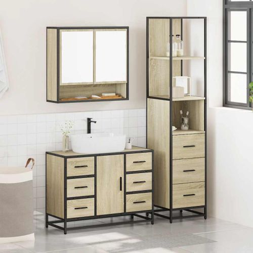 Ensemble de meubles de salle de bain 3 pcs chêne sonoma - Photo n°3; ?>