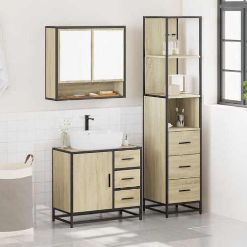 Ensemble de meubles de salle de bain 3 pcs chêne sonoma - Photo n°3; ?>