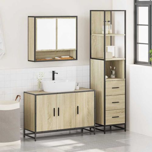 Ensemble de meubles de salle de bain 3 pcs chêne sonoma - Photo n°3; ?>