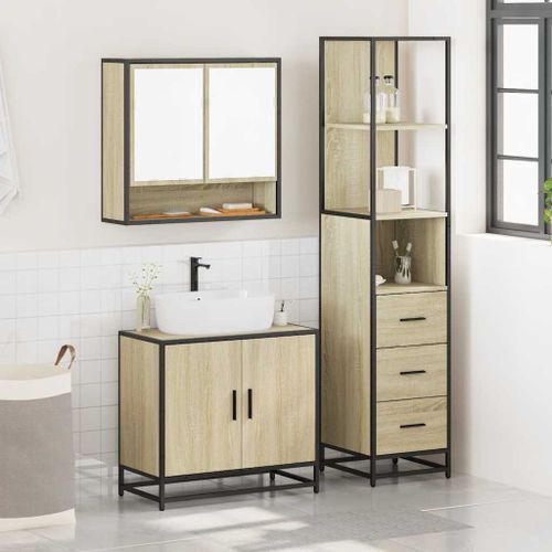 Ensemble de meubles de salle de bain 3 pcs chêne sonoma - Photo n°3; ?>