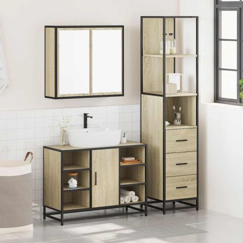 Ensemble de meubles de salle de bain 3 pcs chêne sonoma - Photo n°3; ?>