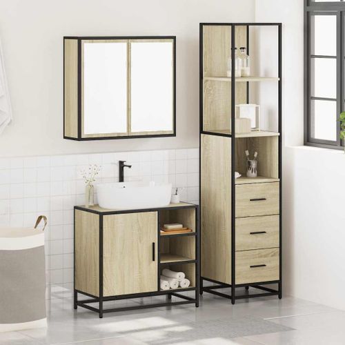 Ensemble de meubles de salle de bain 3 pcs chêne sonoma - Photo n°3; ?>