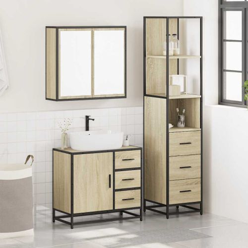 Ensemble de meubles de salle de bain 3 pcs chêne sonoma - Photo n°3; ?>