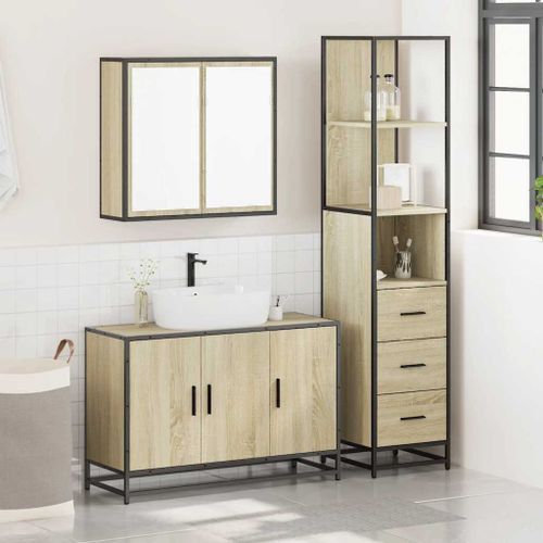 Ensemble de meubles de salle de bain 3 pcs chêne sonoma - Photo n°3; ?>