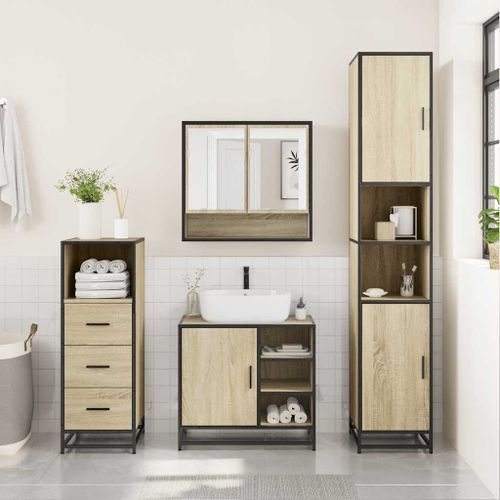 Ensemble de meubles de salle de bain 3 pcs chêne sonoma - Photo n°3; ?>