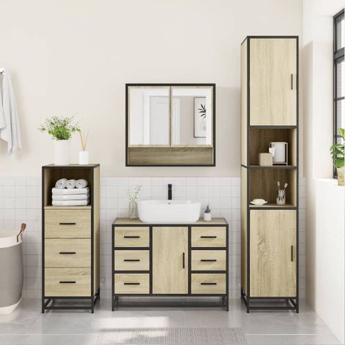 Ensemble de meubles de salle de bain 3 pcs chêne sonoma - Photo n°3; ?>