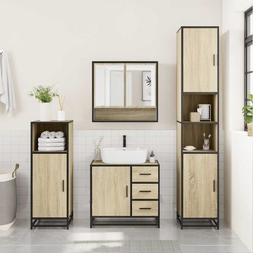 Ensemble de meubles de salle de bain 3 pcs chêne sonoma - Photo n°3; ?>