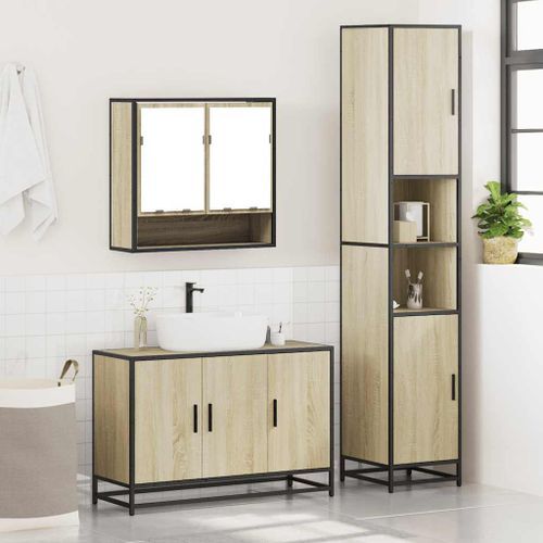 Ensemble de meubles de salle de bain 3 pcs chêne sonoma - Photo n°3; ?>