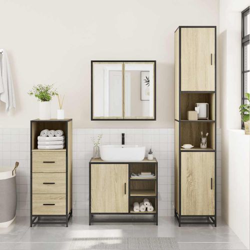 Ensemble de meubles de salle de bain 3 pcs chêne sonoma - Photo n°3; ?>