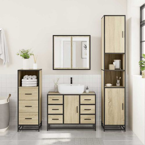 Ensemble de meubles de salle de bain 3 pcs chêne sonoma - Photo n°3; ?>