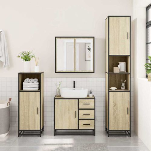 Ensemble de meubles de salle de bain 3 pcs chêne sonoma - Photo n°3; ?>