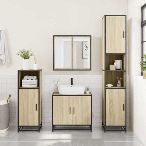 Ensemble de meubles de salle de bain 3 pcs chêne sonoma - Photo n°3; ?>