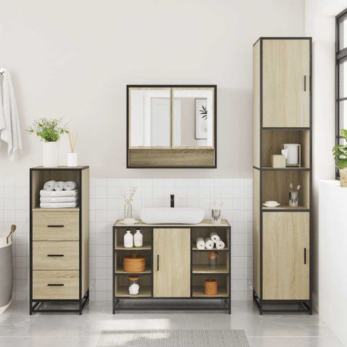 Ensemble de meubles de salle de bain 3 pcs chêne sonoma - Photo n°3; ?>