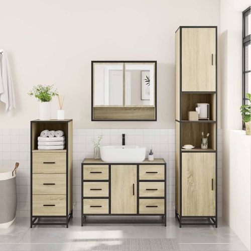 Ensemble de meubles de salle de bain 3 pcs chêne sonoma - Photo n°3; ?>