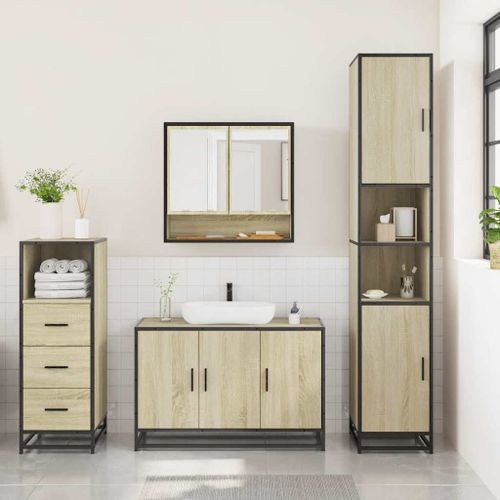 Ensemble de meubles de salle de bain 3 pcs chêne sonoma - Photo n°3; ?>