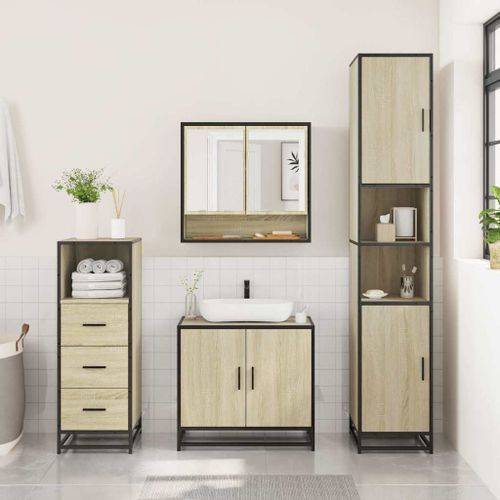 Ensemble de meubles de salle de bain 3 pcs chêne sonoma - Photo n°3; ?>