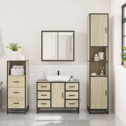 Ensemble de meubles de salle de bain 3 pcs chêne sonoma - Photo n°3; ?>