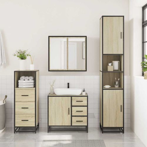 Ensemble de meubles de salle de bain 3 pcs chêne sonoma - Photo n°3; ?>