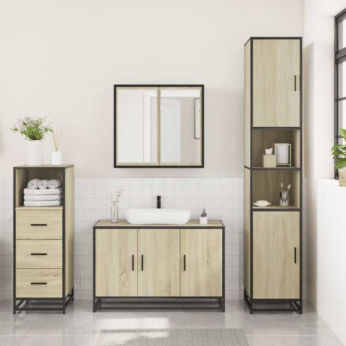 Ensemble de meubles de salle de bain 3 pcs chêne sonoma - Photo n°3; ?>