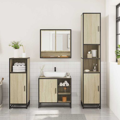 Ensemble de meubles de salle de bain 3 pcs chêne sonoma - Photo n°3; ?>