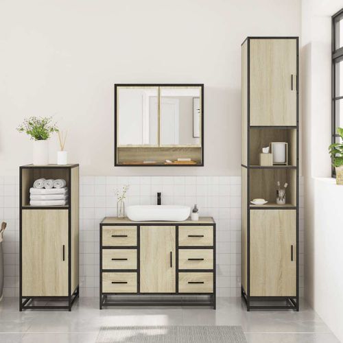 Ensemble de meubles de salle de bain 3 pcs chêne sonoma - Photo n°3; ?>