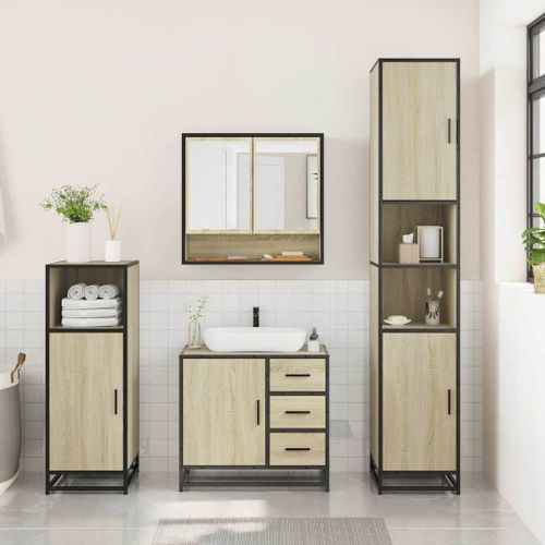 Ensemble de meubles de salle de bain 3 pcs chêne sonoma - Photo n°3; ?>